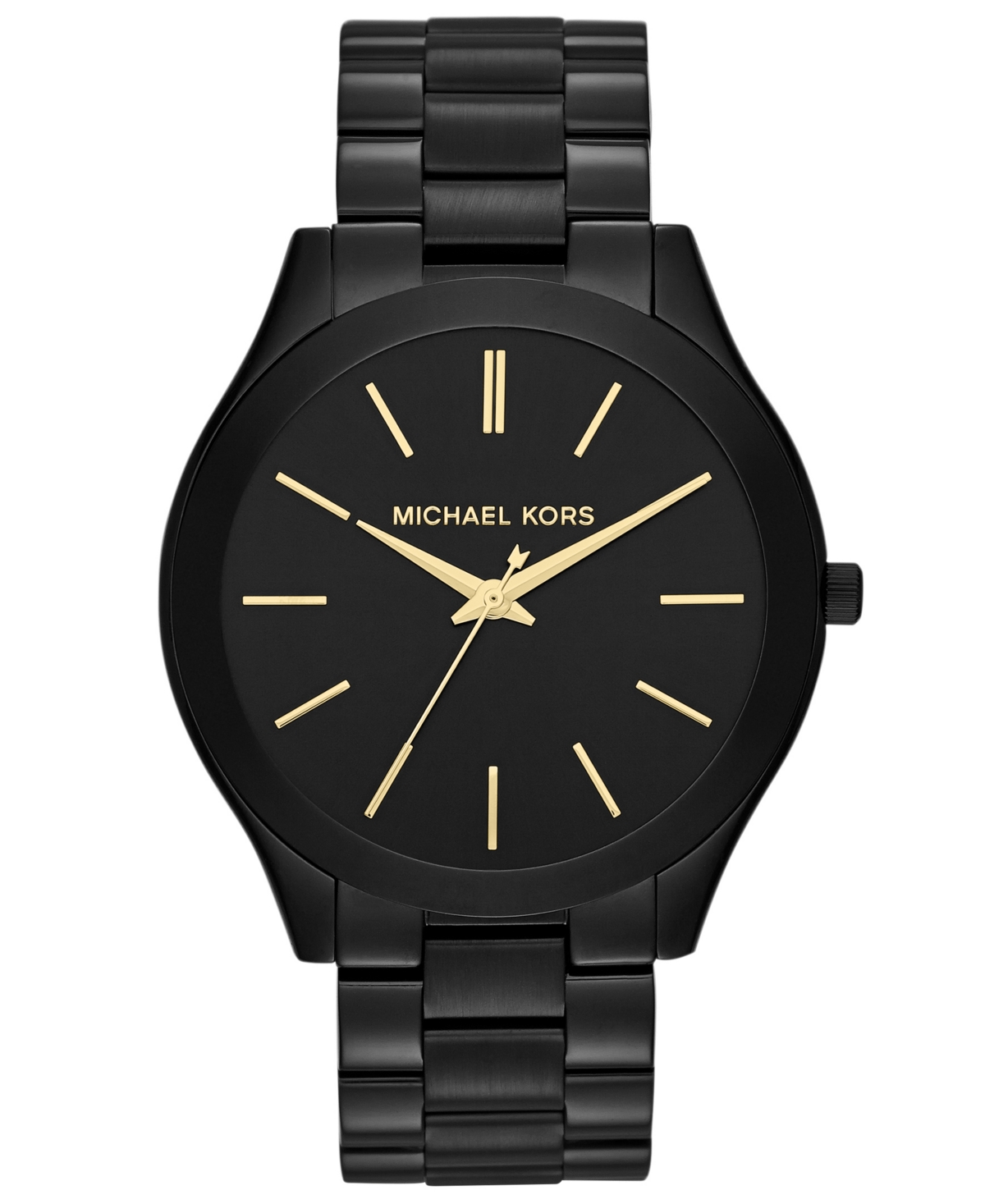 Michael Kors Unisex Slim Runway Black-tone Stainless Steel Bracelet Watch 42mm In Black,black