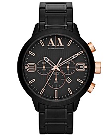 Men's Chronograph Black Stainless Steel Bracelet Watch 49mm