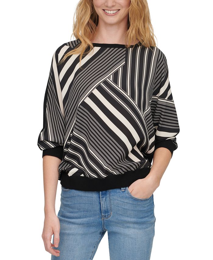 dkny mixed media sweater