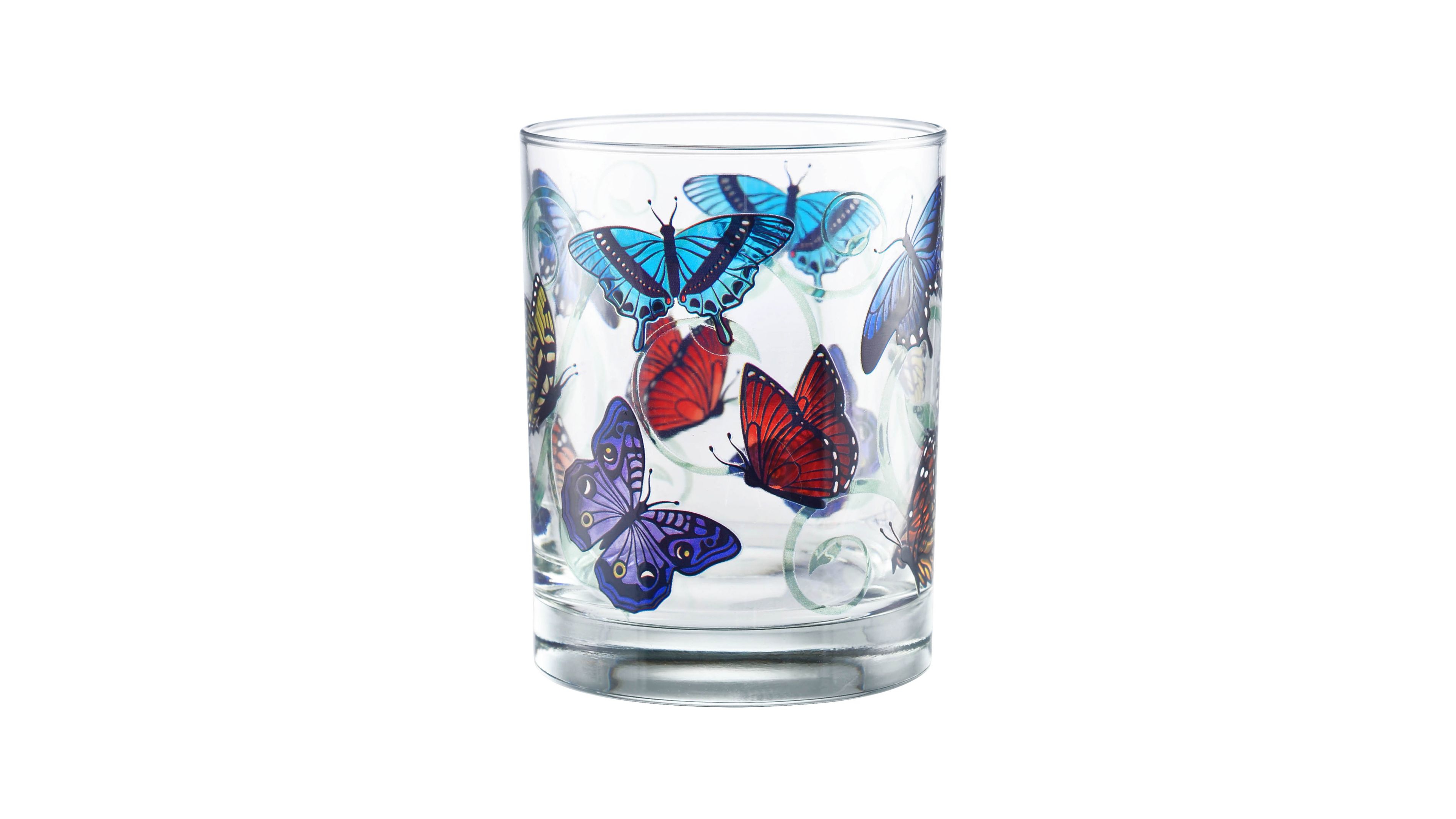 Culver Butterflies Dof Glass, Set of 4