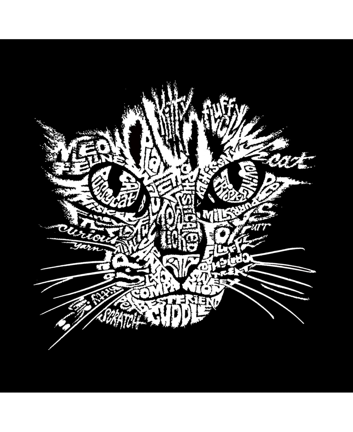 La Pop Art Cat Face Men's Raglan Word Art T-shirt