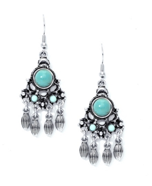 image of Macy-s Simulated Turquoise Fine Silver Plated Chandelier Wire Earrings