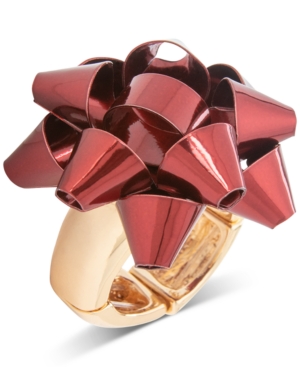image of Holiday Lane Gold Bow Statement Stretch Ring, Created for Macy-s