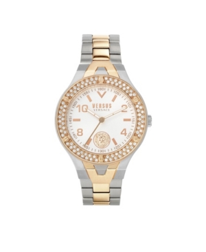 image of Versus by Versace Women-s Vittoria Silver and Rose Gold Tone Stainless Steel Bracelet Watch 38mm