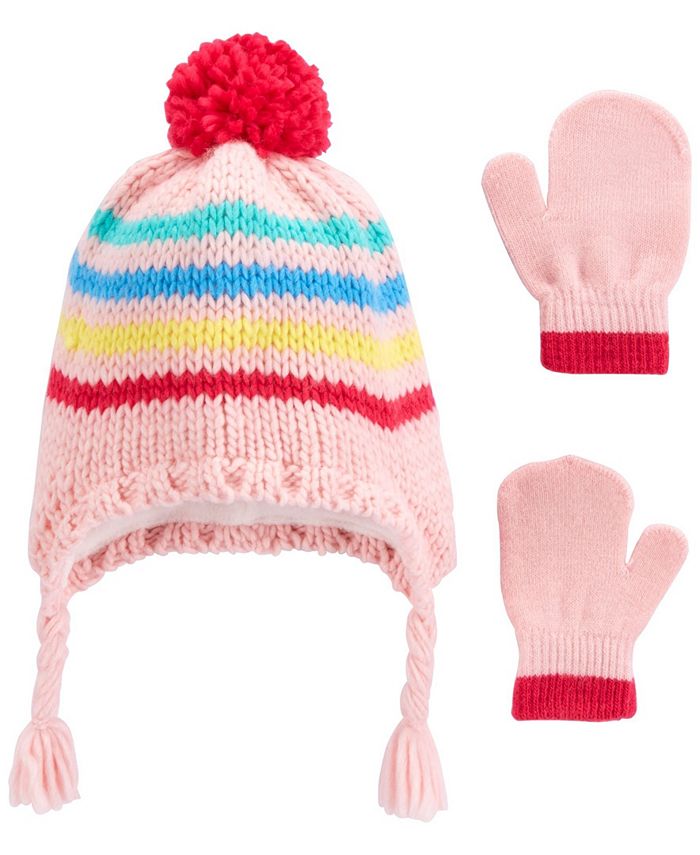 Carter's Baby Girl 2Piece Striped Hat & Gloves Set Macy's