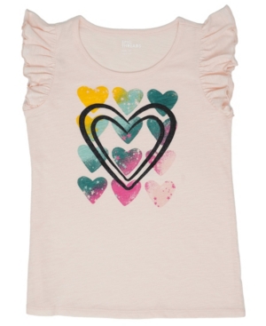 image of Epic Threads Big Girls Ruffled Short Sleeve Multi Heart Graphic Tee