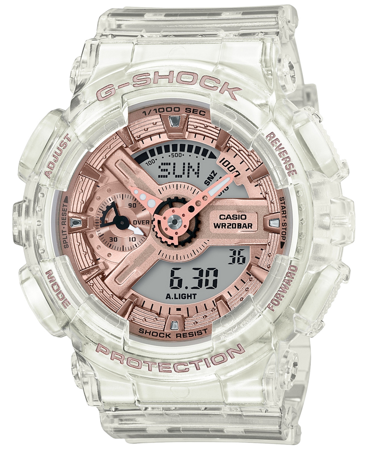 G-shock Women's Analog-digital Clear Resin Strap Watch 45.9mm Gmas120sr-7a In White