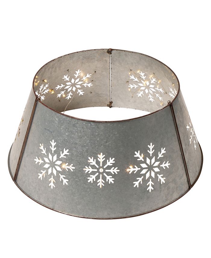 Glitzhome Snowflake DieCutting Metal Tree Collar with Light String