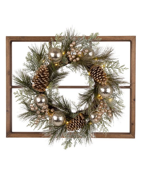 Glitzhome Wooden Window Frame Wall Decor with Christmas
