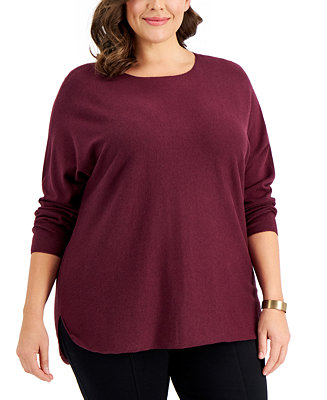 INC International Concepts Plus Size Shirttail-Hem Sweater, Created for ...