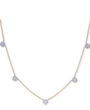 image of Diamond Dangle Cluster Statement Necklace (1 ct. t.w.) in 14k White Gold or 14k Two-Tone (14k Gold & 14k White Gold) 16