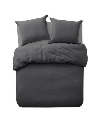 Microfiber Washed Crinkle Duvet Cover Set, Twin/Twin XL