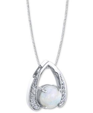 image of Opal (1-1/5 ct. t.w.) & Diamond (1/8 ct. t.w.) Horseshoe 18