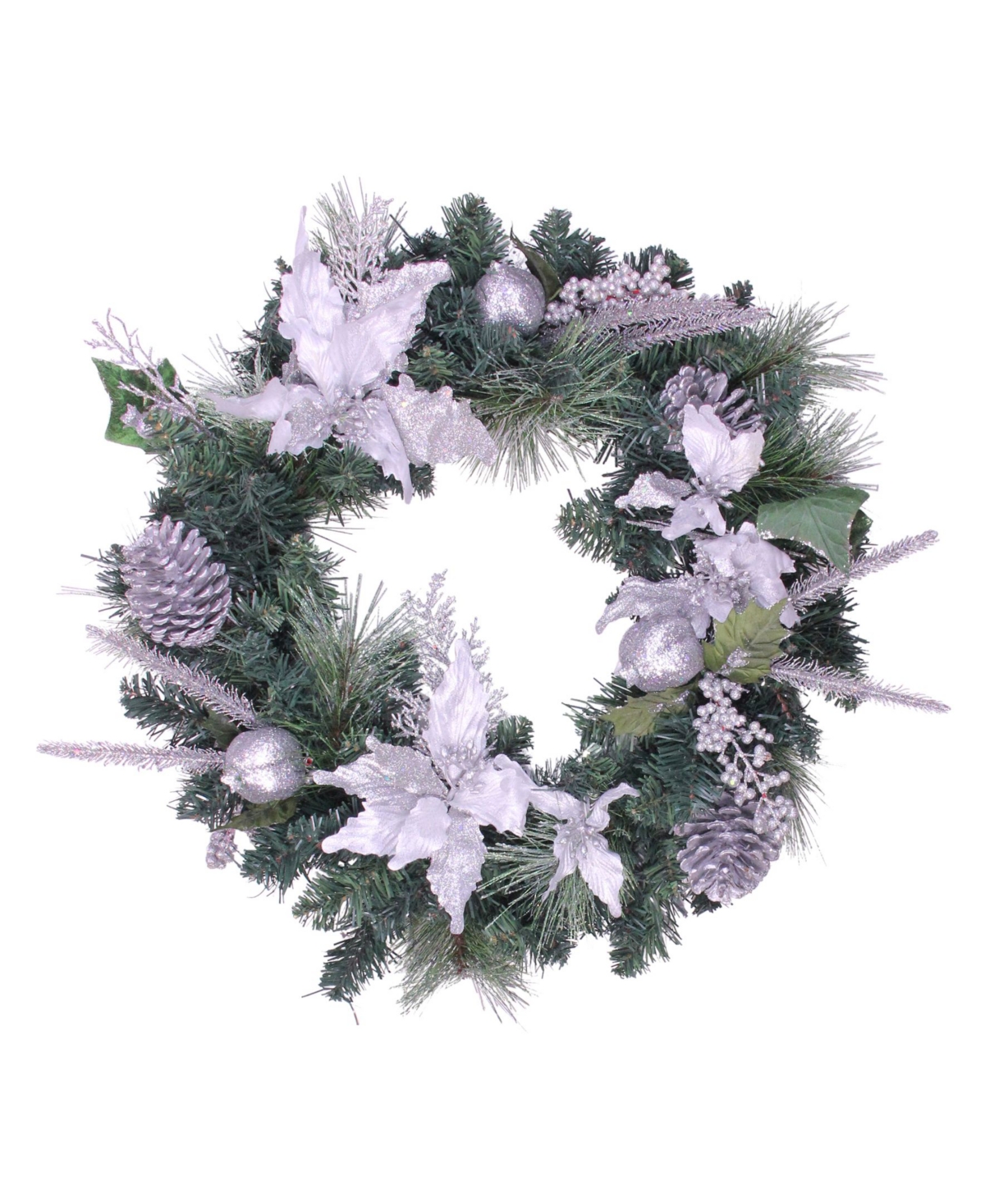 Northlight Poinsettia and Pinecone Artificial Christmas Wreath-Unlit, 24