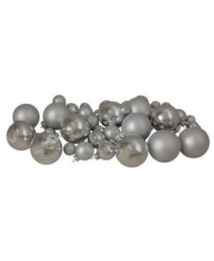 Northlight 40 Count Shiny And Matte Glass Ball Christmas Ornaments In Silver