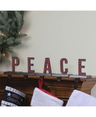 Buffalo Plaid Peace Christmas Stocking Holder