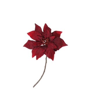 Northlight Velvet Textured Poinsettia Artificial Christmas Stem In Red