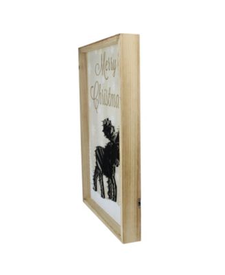 Wooden Moose with Snowflakes and Trees Lighted Christmas Box