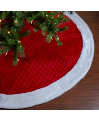 Quilted Christmas Tree Skirt with Faux Fur Trim
