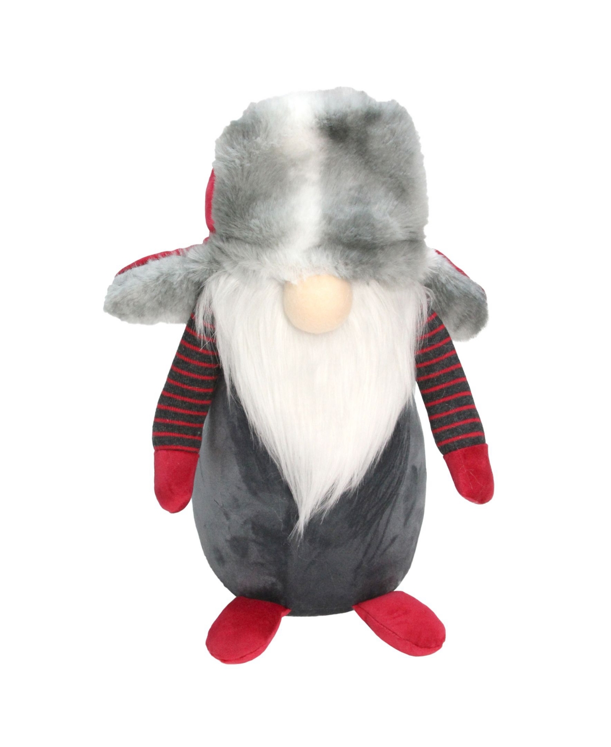 Gnome with Faux Fur Trapper Hat Christmas Decoration - Gray