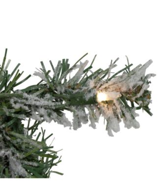 Pre-Lit Flocked Victoria Pine Artificial Christmas Garland-Clear Lights