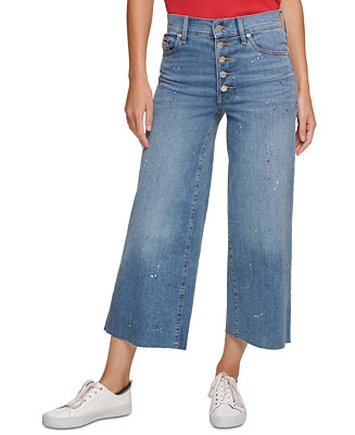 Tommy Jeans Splatter Crop Wide-Leg Jeans & Reviews - Jeans - Women - Macy's