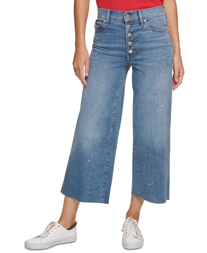 Tommy Jeans Splatter Crop Wide-Leg Jeans & Reviews - Jeans - Women - Macy's