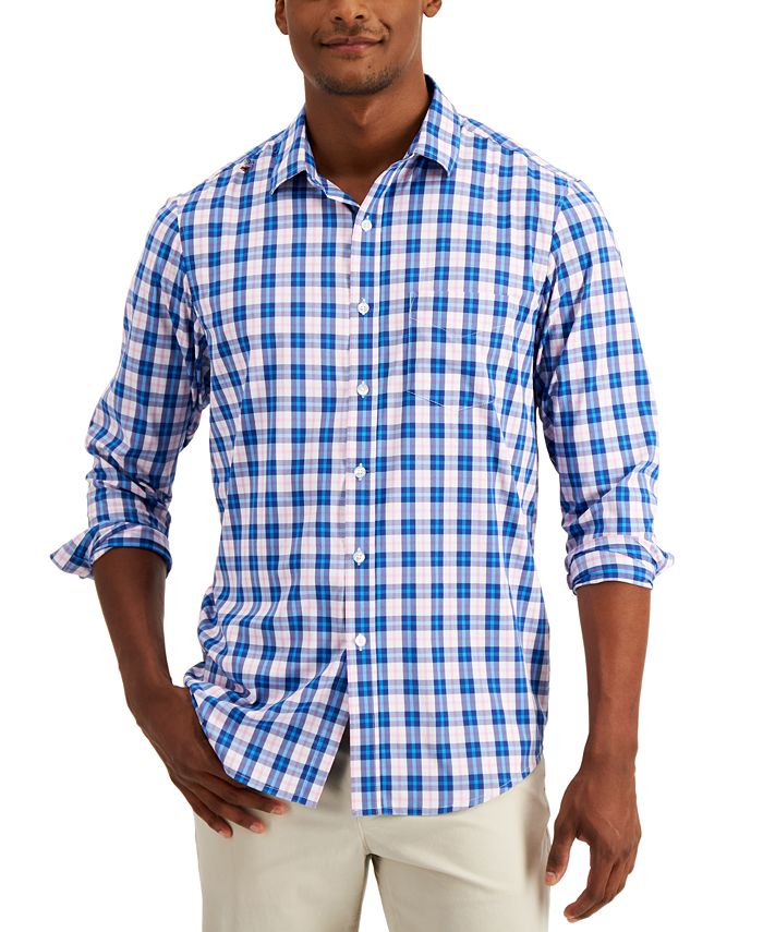 Club Room Men's Performance Plaid Shirt with Pocket, Created for Macy's ...