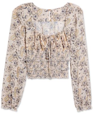 Free People - Juniors' Square-Neck Printed Top