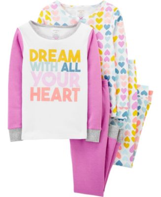 Carter's 4pc Kid Girl Dream Hearts Snug Fit Cotton Pajama Set main image 0
