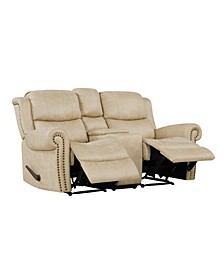 ProLounger 2 Seat Rolled Arm Wall Hugger Recliner Loveseat with Power Storage Console