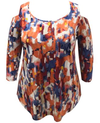 macys plus size cold shoulder tops