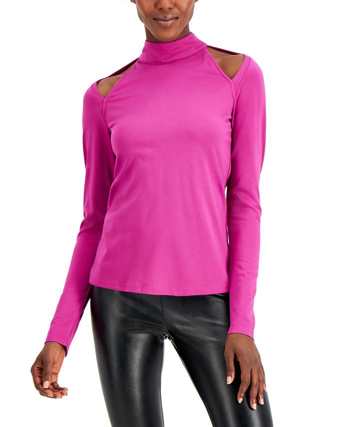 Cold shoulder discount mock turtleneck