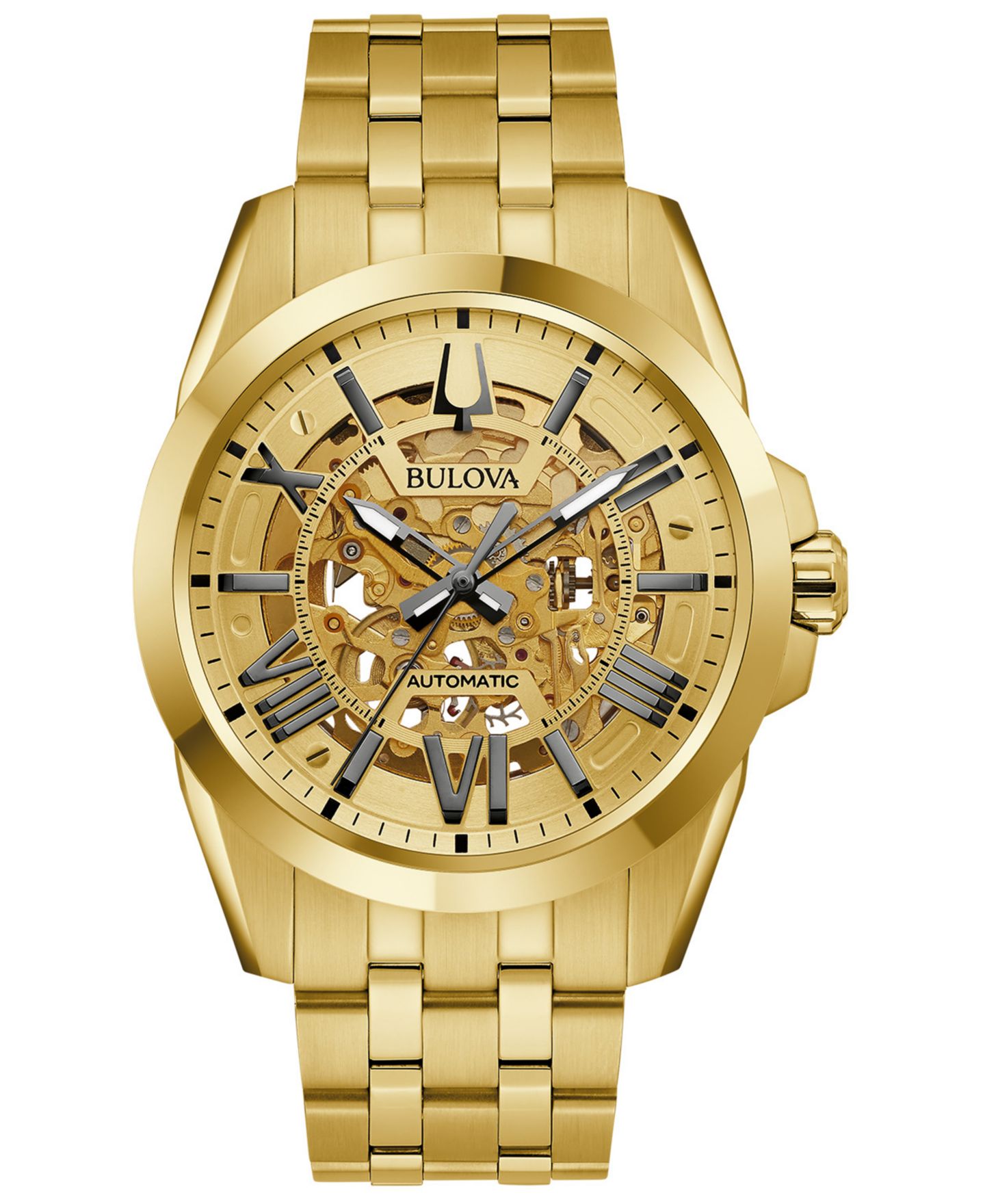 Мужские часы Bulova Automatic Classic Sutton Gold-Tone Stainless Steel Bracelet Watch 46mm — фото 1