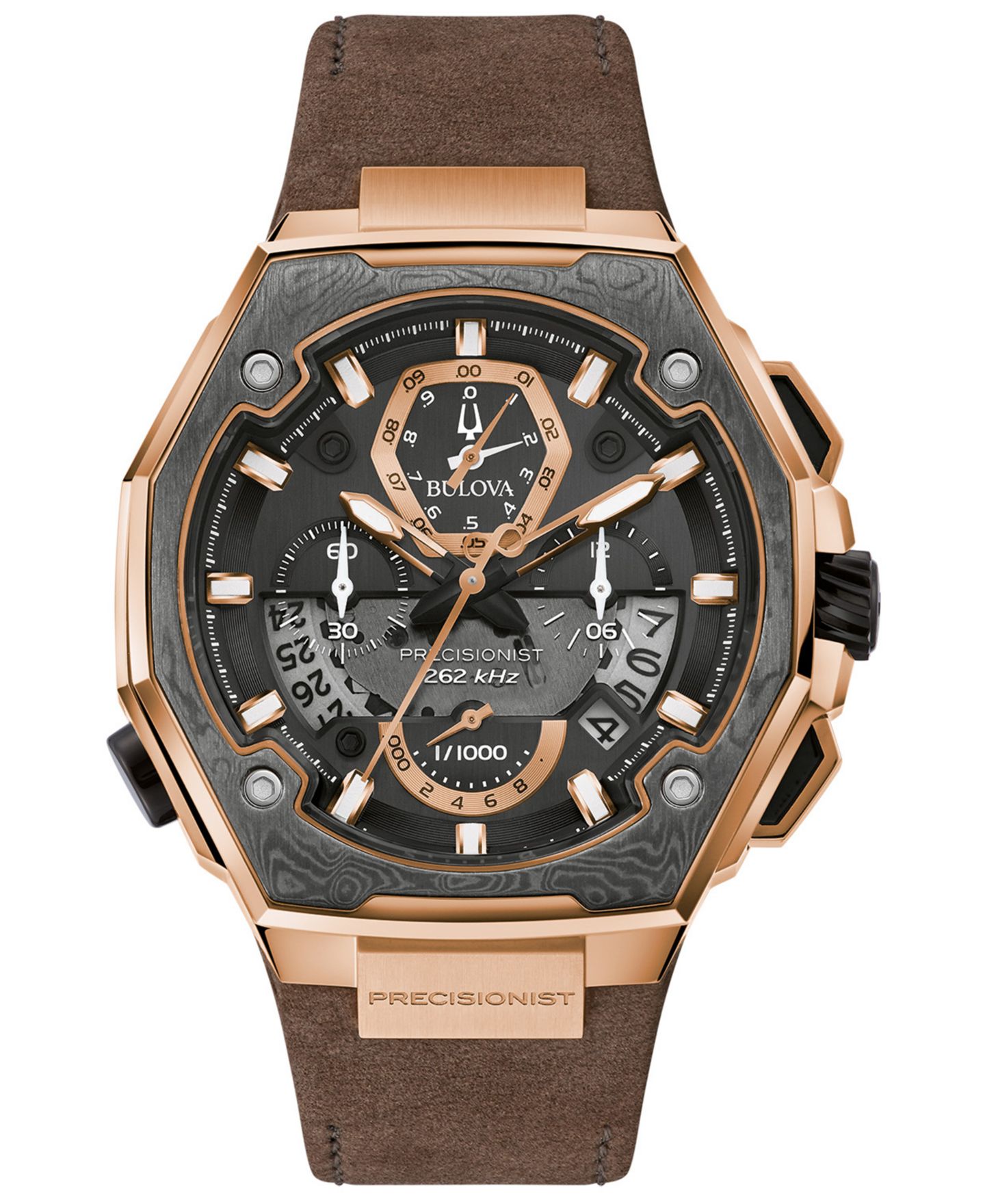 Мужские часы Bulova Precisionist Brown Leather Strap Watch 44.7x46.8mm - A Special Edition — фото 1