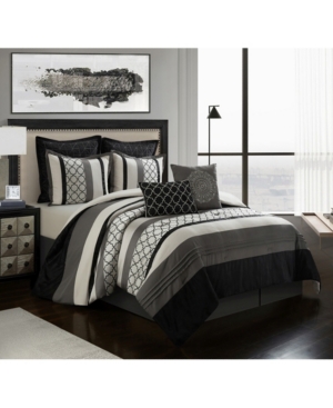 Nanshing Sydney 8-piece Queen Comforter Set Bedding In Black