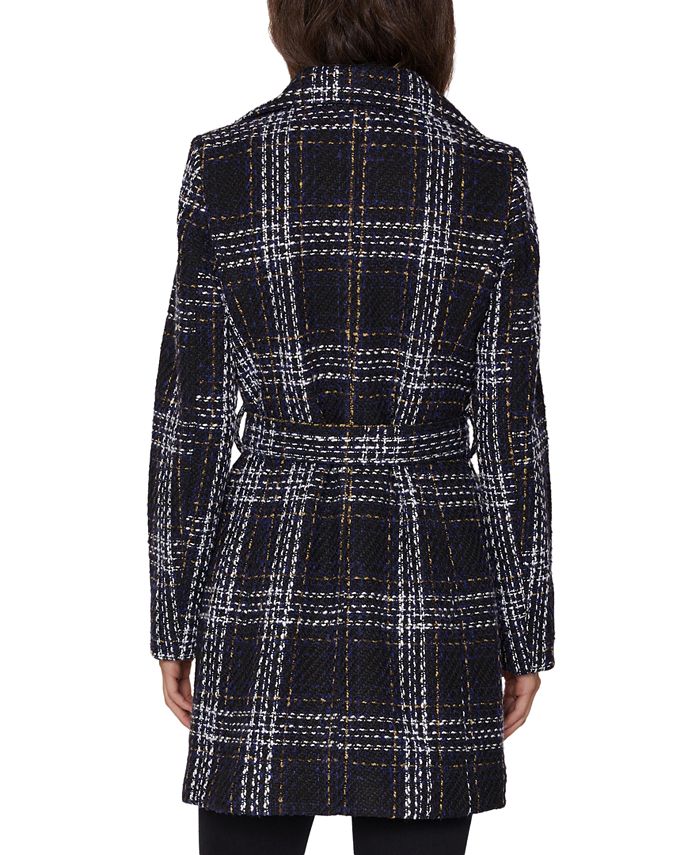 Laundry by Shelli Segal Plaid Belted Wrap Coat - Macy's