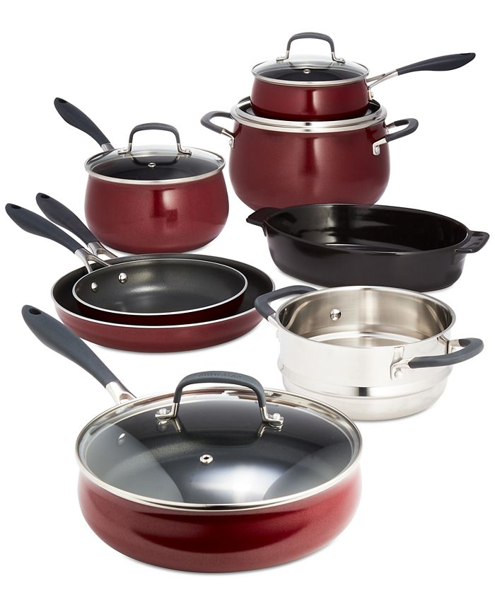 Belgique Nonstick Aluminum Red 12Pc. Cookware Set, Created for Macy's