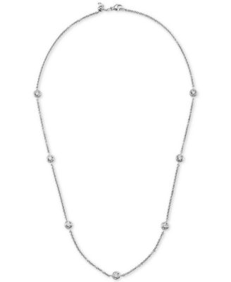 Sterling Silver Necklace, White Round-Cut Cubic Zirconia 7-Station Necklace (3-1/6 ct. t.w.) 