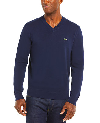 Lacoste Men's V-Neck Cotton Sweater - Macy's