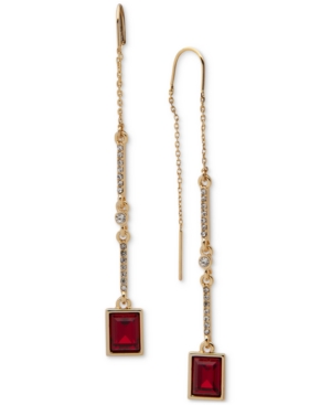 image of Dkny Gold-Tone Crystal & Stone Threader Earrings