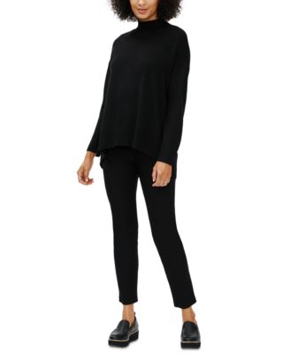 Eileen Fisher - Mock-Neck High-Low Merino Wool Sweater