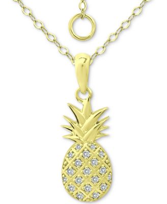 Cubic Zirconia Pineapple Pendant Necklace in 18k Gold-Plated Sterling Silver, 16" + 2" extender, Created for Macy's