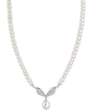 image of Cultured White Freshwater Pearl (9mm) & Diamond (1/4 ct. t.w.) 16