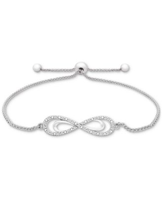 Macy's - Diamond Bow Bolo Bracelet (1/6 ct. t.w.) in Sterling Silver