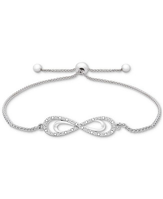 Macy's Diamond Bow Bolo Bracelet (1/6 ct. t.w.) in Sterling Silver & Reviews - Bracelets - Jewelry & Watches - Macy's