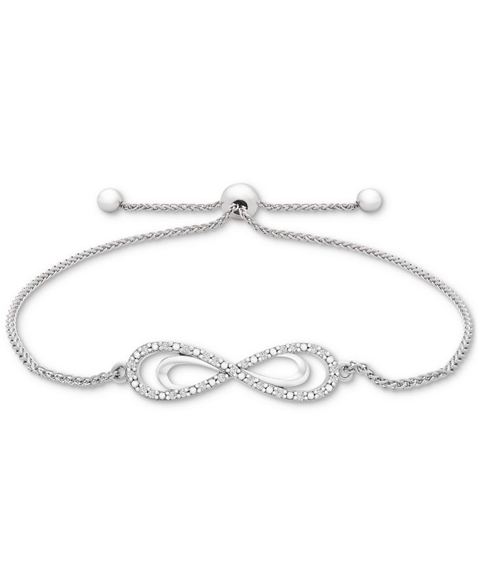 Macy s Diamond Bow Bolo Bracelet 1 6 ct. t.w. in Sterling Silver