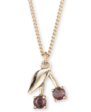 image of Dkny Gold-Tone Crystal Cherry Pendant Necklace, 16