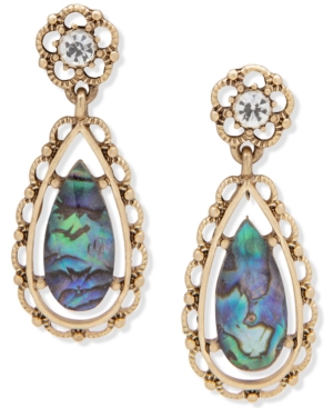 image of lonna & lilly Gold-Tone Crystal & Stone Drop Earrings