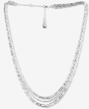 image of Lucky Brand Silver-Tone Multi-Layer Statement Necklace